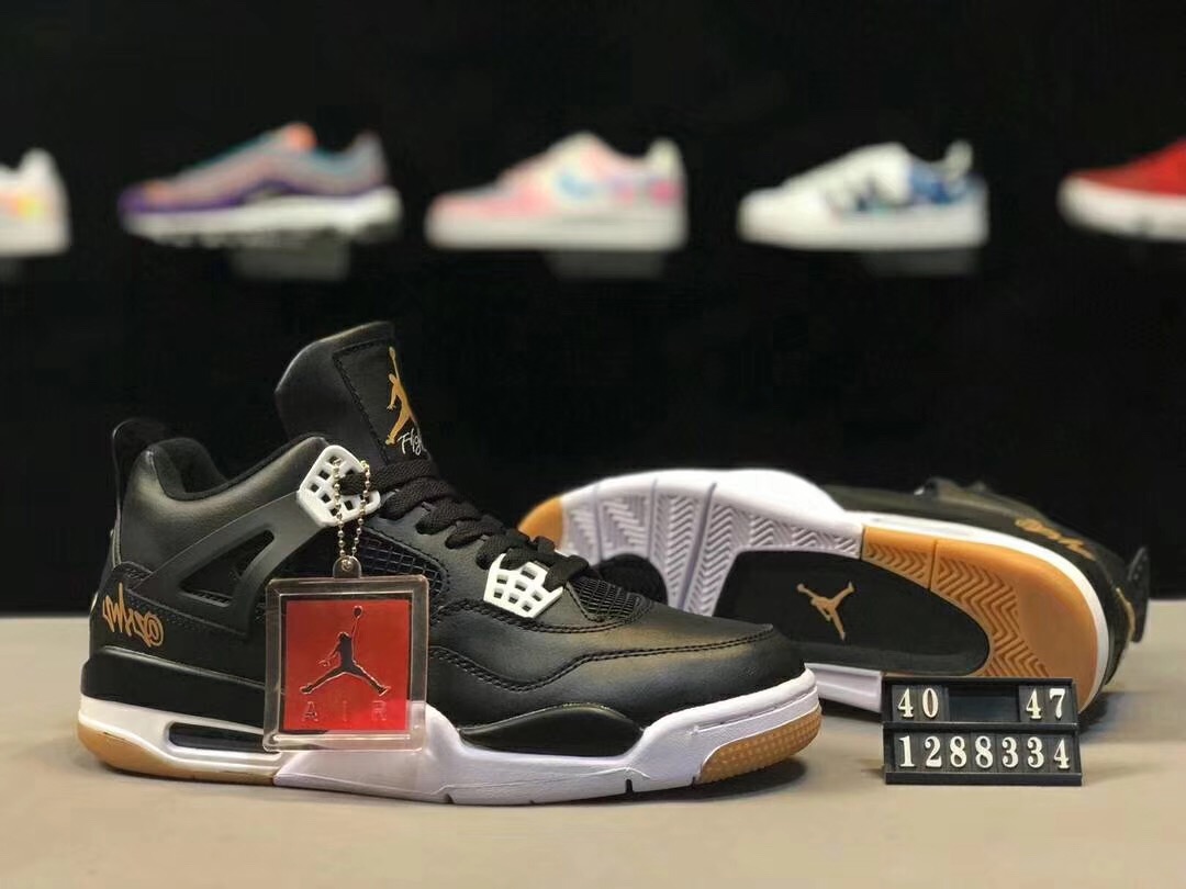 New Air Jordan 4 Retro Black Brown White Shoes - Click Image to Close